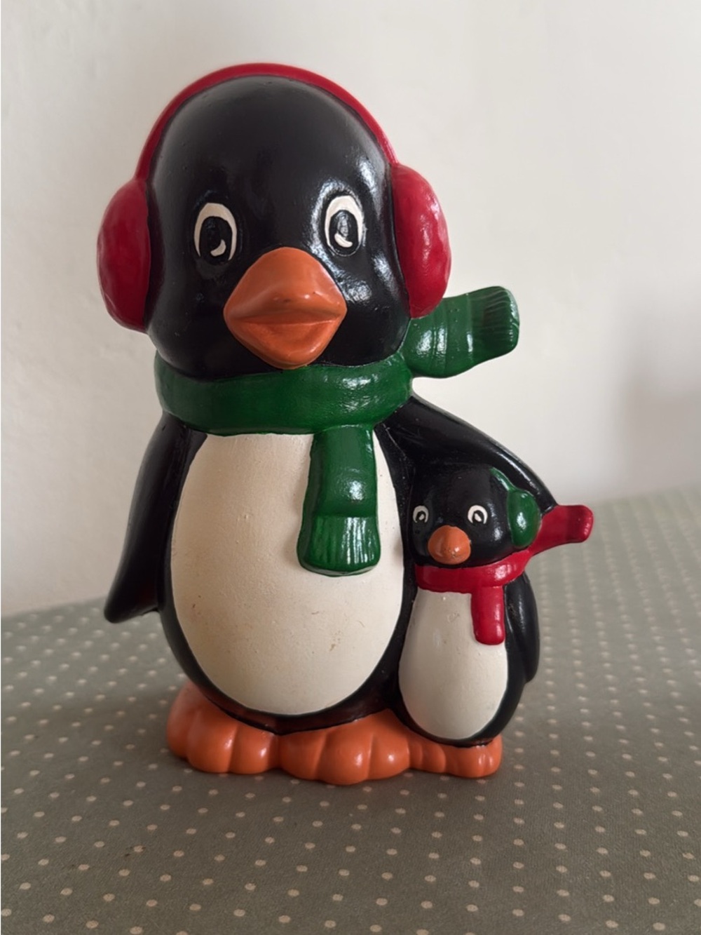 Black Penguin Plush Toy with Green Scarf and Red Earmuffs - Kids Toys